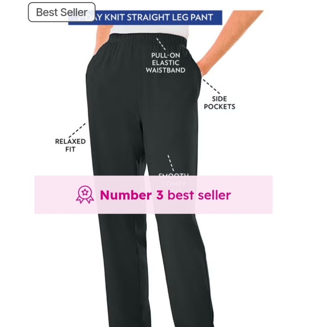 NWT Woman Within Black, Stretchy Knit Pant